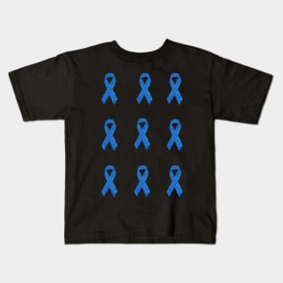 Blue Faux Glitter Awareness Ribbon Pack Kids T-Shirt